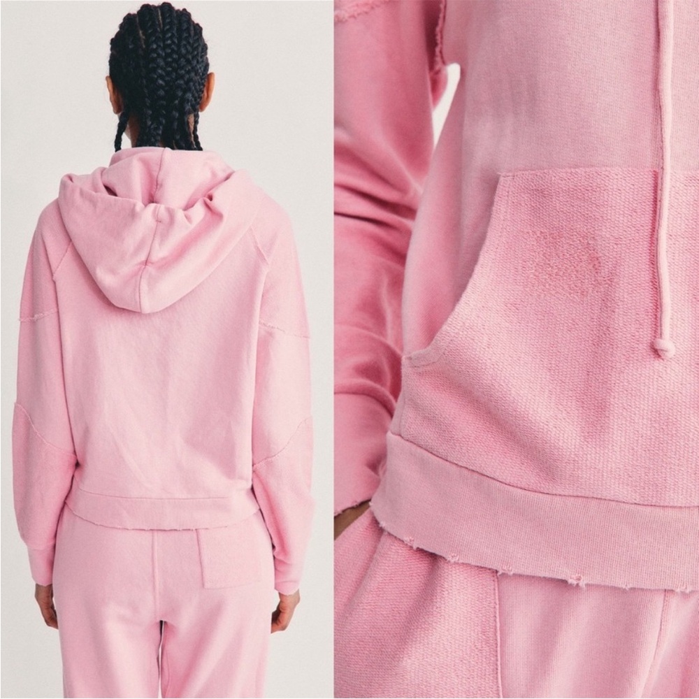 LoveShackfancy Annrosa sugar poppy distressed hoodie pink size large - Picture 11 of 11